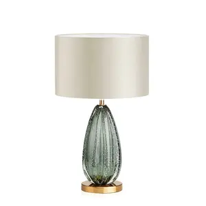 Modern Style Iron Base Bedside Living Room Bedroom Table Lamp With White Fabric Shade