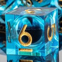 Ensemble de dés DND œil de dragon bleu océan, dés polyédriques avec chiffres argentés, 1 pièce, 18 mm, œil de dragon D6 pour Dungeons and Dragons, jeu de rôle de table
