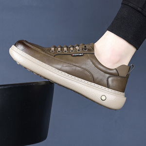 Zapatos casuales blancos con punta redonda y suela de goma antideslizante para hombre, estilo cómodo para caminar. - Product Image 4