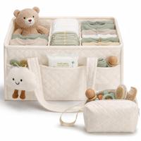 Organisateur de couches matelassé avec poignée, organisateur de voiture pour table à langer, panier de rangement portable pour chambre de bébé