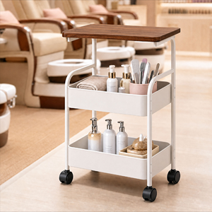 Chariot de rangement mobile à 3 niveaux en aluminium pour salon de beauté, avec 4 roues, pour outils de coiffure et spa, idéal pour la salle de bain - Product Image 1