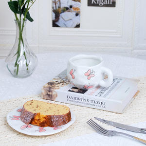 Tasses et soucoupes à café en céramique pour le thé de l'après-midi, motif papillon peint à la main, créatif - Product Image 4