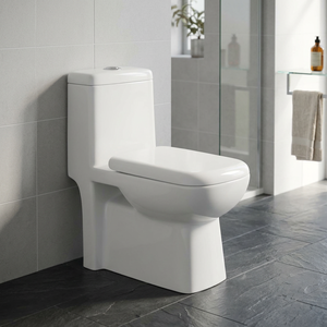 WC monobloc compact en céramique à siphon, à poser au sol, pour petite salle de bain - Product Image 4