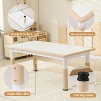 Table rectangulaire en plastique et bois pour enfants de maternelle SINKIPA, hauteur réglable, design moderne, multifonctionnelle