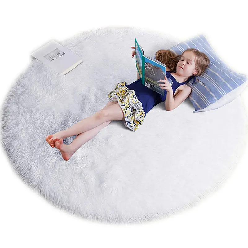 Thickened plush circular carpet living room sofa floor mat washable bedside blanket foot mat