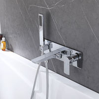 Ensemble douche-baignoire de luxe en laiton chromé poli à double fonction dissimulée, jet doux effet pluie, pour appartement, design mural moderne