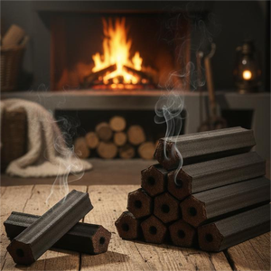 Les briquettes Pini Kay offrent une production de chaleur stable avec un faible dégagement de fumée, fournissant un combustible efficace pour un usage domestique et commercial. - Product Image 1