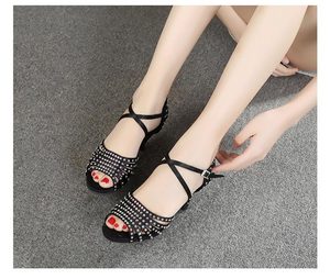Zapatos <span class=keywords><strong>de</strong></span> Baile Latinos <span class=keywords><strong>de</strong></span> Salón Profesionales para Mujer, Tacón <span class=keywords><strong>de</strong></span> 9 cm, <span class=keywords><strong>Banda</strong></span> <span class=keywords><strong>de</strong></span> Satén Marrón con Pedrería, Novedad - Product Image 6