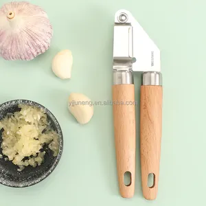 Kitchen Gadgets Stainless Steel Garlic Press With Wood Handle