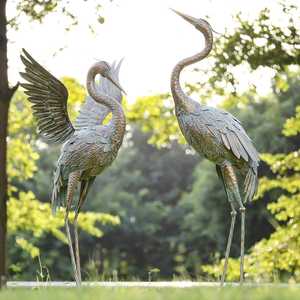 Indian Folk <b>Art</b> Metal Bird Sculpture Set of 2 Decorative Artwork for Terrace Beautification and Landscape Decor - Product Image 2