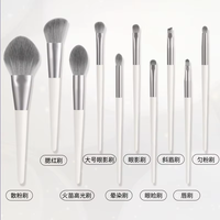 YDINI professionnel luxe 10 pièces ensemble de pinceaux de maquillage végétalien virole en aluminium manche en bois fond de teint en poudre pinceaux fard à paupières