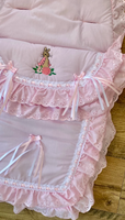 Couverture de poussette rose de luxe pour bébé avec broderie de lapin, sac de couchage pour bébé, couverture douce pour poussette et nid douillet pour nouveau-né