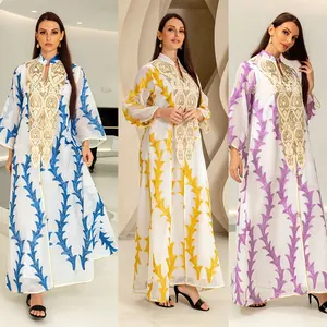 RHG Luxury Sequins Embroidery Women Jalabiya Arabic Dress Muslim Party Wear Wedding Gown Ramadan Abaya Ethnic Morocco Kaftan