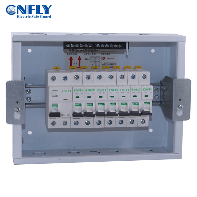 CNFLY Electric Single Phase 9Ways Lighting MCB Consumer Unit Strong DB Electrical 100A Power Plastic Distribution Box