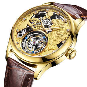 Montre mécanique automatique tourbillon personnalisée, squelette saphir, montre-bracelet de luxe haut de gamme pour homme d'affaires - Product Image 4