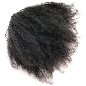 Breve Afro Crespo Cordoncino Coda di Cavallo Alta Temperatura Coda di Cavallo Clip in Estensione Dei Capelli su Puff Capelli Panino Nero Afro Ricci Coda di Cavallo