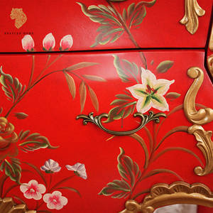 Çin mobilya antika oturma odası mobilya kırmızı renk ahşap dolap mobilya ev dekor depolama dolapları With2 çekmece - Product Image 5