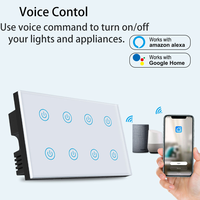 Interruptor de Luz Táctil Inteligente LangYeao de 8 Canales, Estándar del Reino Unido, WiFi Zigbee, Monitoreo de Energía, Bloqueo Infantil, Compatible con Alexa y Google Home