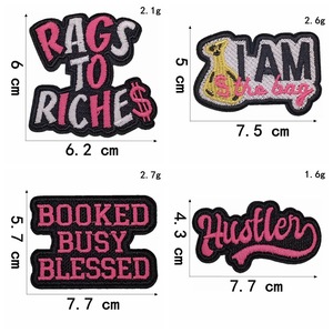 Conjunto de 7 Patches Bordados Termocolantes com Padrão de Letras 'Lady CEO' para Acessórios de Vestuário DIY, Chapéus e Sapatos Inspirados - Product Image 6