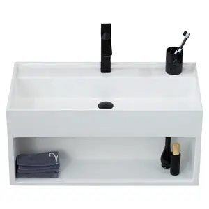 Wash Sink Nordic Style Artificial Stone Wall Hung Wash Solid Surface Colored Wash Basin