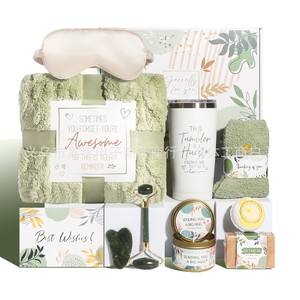 Gua Sha Facial Care Gift Set With <b>Eye</b> <b>Mask</b> Blanket Socks Candle Bath Set For Her Self Care Relaxation - Product Image 5
