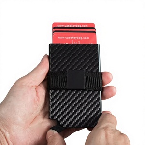 Business Minimalist Carbon Fiber <b>RFID</b> Blocking Credit Card Holder Pop Up Cards 4-6 Cards Slim <b>Wallet</b> <b>for</b> <b>Men</b> - Product Image 1