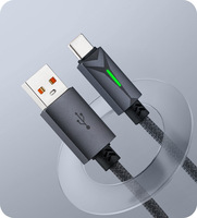 Kabel Data Tipe-C 6A 120W untuk Ponsel, Kabel Pengisian Daya Cepat Flash yang Sepenuhnya Kompatibel dengan Lampu, Kabel Pengisian Cepat Pintar
