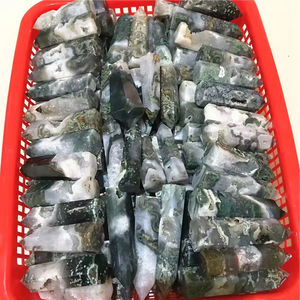Venta al por mayor de Torre de Cristal de Ágata Musgosa Pulida Natural, Varita de Cristal Curativa, Piedra Tallada, Colección de Especímenes Minerales - Product Image 5
