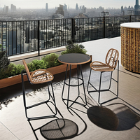 Chaise haute de bistrot moderne en rotin tressé PE pour extérieur, non pliable, pour jardins et terrasses