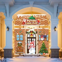 Nouvelle Décoration Suspendue Personnalisée pour Porte et Fenêtre, Motif Maison de Pain d'Épices et Scène de Neige, Forme de Drapeau de Noël Transfrontalier
