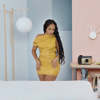 Mini-jupe moulante plissée taille haute asymétrique en similicuir patchwork respirant et écologique pour femme – Collection été décontractée