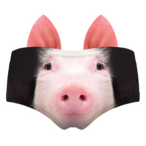 Intimo Femminile all'Ingrosso con Stampe di Animali Cartoon: Gatto, Cane, Maiale, Mutandine a Triangolo per <span class=keywords><strong>Donne</strong></span> - Product Image 3