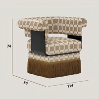 Fauteuil d'appoint moderne et confortable avec garniture à franges et coussin moelleux pour salon, chambre, bureau et coin lecture
