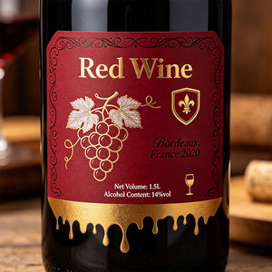 Etichette Adesive Personalizzate per <span class=keywords><strong>Vino</strong></span> <span class=keywords><strong>Rosso</strong></span>, Decalcomanie per Bottiglie con Stampa UV in Rilievo e Lamina Oro Rame - Product Image 2