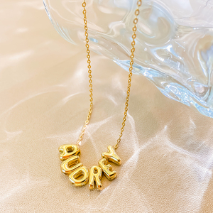 Thép không gỉ mạ vàng trang sức tự làm tùy chỉnh tên Thư Vòng cổ titan thép 14k vàng Bong Bóng thư Vòng cổ dropshipping - Product Image 5