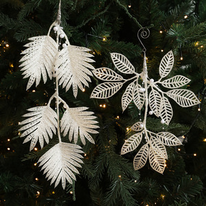 Artificial Glitter <b>Gold</b> Plant Leaf Branch Ornaments <b>Christmas</b> <b>Tree</b> Hanging Holiday Party <b>Christmas</b> New Year Decoration - Product Image 4