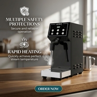 LEHEHE Machine à mousse de lait professionnelle en acier inoxydable avec réservoir d'eau de 3,5 L, mousseur à lait écologique pour café