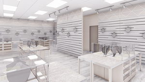 Vitrine à bijoux en marbre en acier inoxydable résistant à l'eau, écologique, moderne et personnalisée, avec éclairage LED pour la conception de magasins de bijoux - Product Image 6