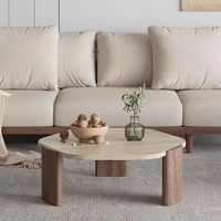 Table basse de salon moderne de luxe en pierre de travertin et marbre avec taille personnalisable et design durable