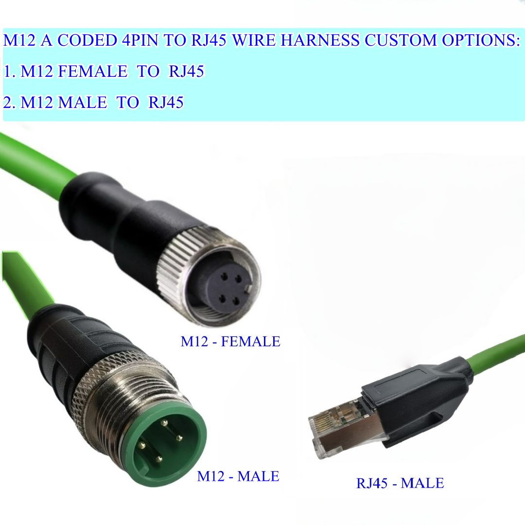 M12 A CODE Male to RJ45 Male(4pin)