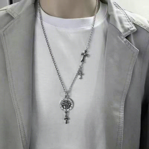 Collar Unisex <span class=keywords><strong>CH</strong></span> de Cobre con Colgante de Espada de Ángel Personalizado, Estilo Punk Retro Hip-Hop, a la Moda - Product Image 1