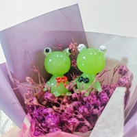 Figurine de grenouille en verre soufflé à la main, miniature, ornement mignon, grenouille verte, décoration de bureau, jardin féerique, terrarium, cadeau, objet de collection
