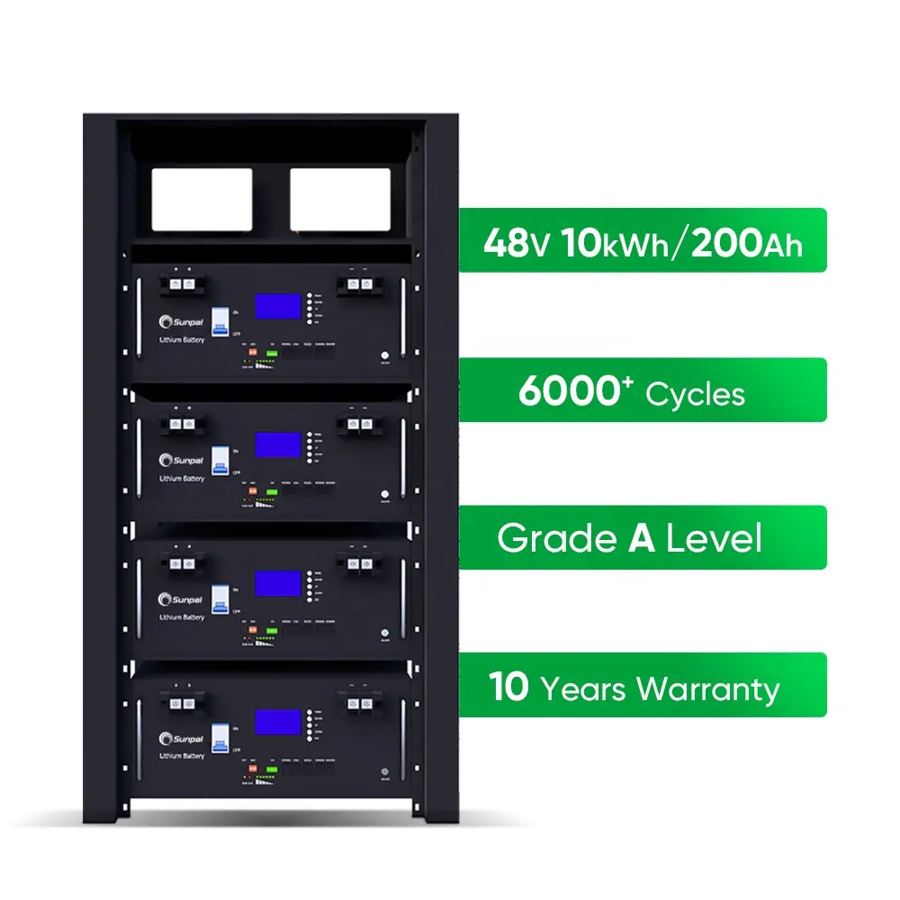 Sunpal Lithium Battery 48V 200Ah 10kWh Lifepo4 Solar Battery Power For Solar System