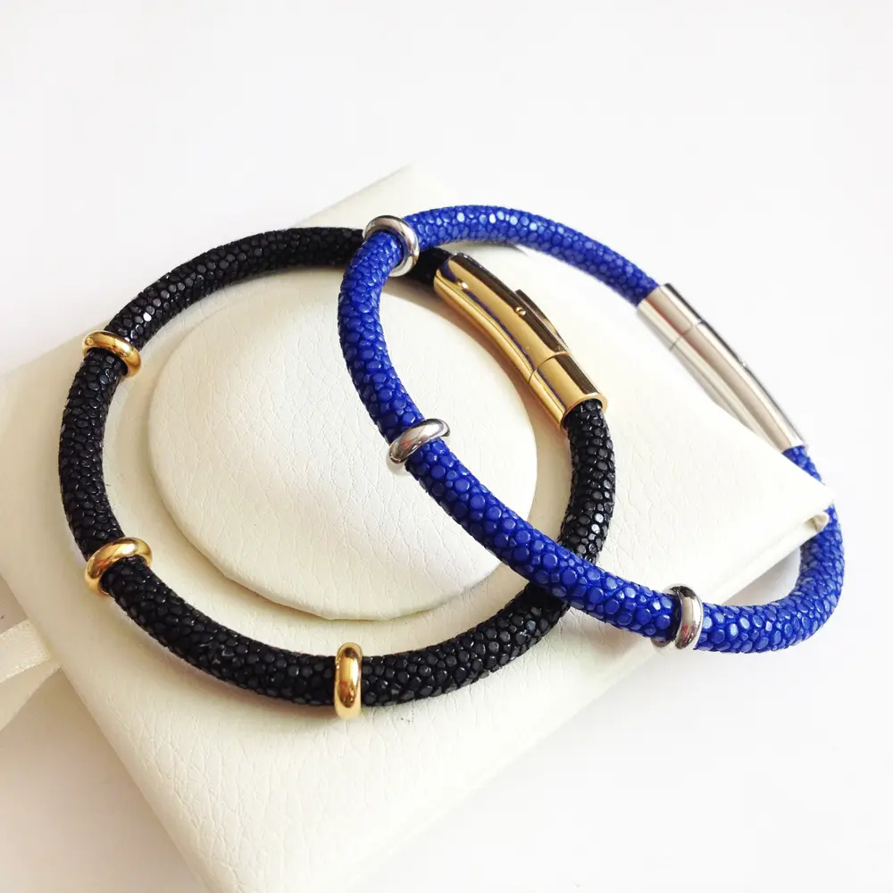 Lamoon — Bracelet en cuir de luxe, perle, bijou en cuir bleu, en string unisexe, livraison directe, BRB5675