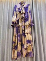 Robe longue en satin à volants, imprimé floral, luxe léger, élégante, modeste, vêtements pour femmes, grande taille, robes de créateur pour occasions formelles