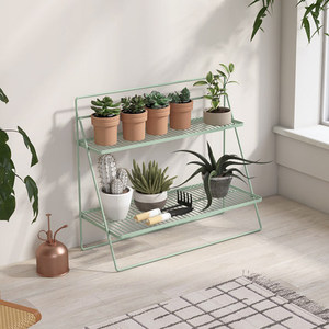 도매 2 계층 금속 단계 식물 스탠드 사다리 디스플레이 랙 주최자 꽃 냄비 무거운 의무 스토리지 품질 - Product Image 3