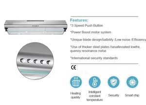 Campana Extractora Eléctrica Bajo Mueble para Cocina, <span class=keywords><strong>Extractor</strong></span> de Acero Inoxidable <span class=keywords><strong>Integrado</strong></span> con Interruptor de Botón - Product Image 6