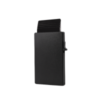 Porte-cartes minimaliste ultra fin avec blocage RFID, en alliage d'aluminium, fermeture à bouton, portefeuille pour homme pour ranger les cartes de crédit