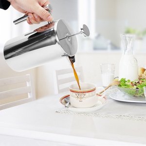 Vente chaude 800ml Percolateurs d'infusion à froid Cafetière isolée à double paroi Pot Argent 304 Acier inoxydable Café Presse française - Product Image 2