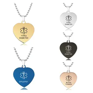 Rvs Caduceus Medische Alert Symbool Type 1 Type 2 Diabetes Epilepsie Bloed Dunner Awareness Id Dog Tags Ketting